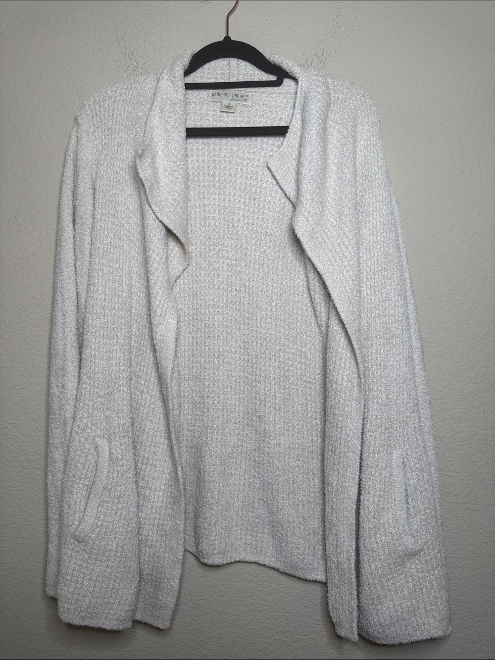 Barefoot Dreams CozyChic Open Drape Cardigan - White/Cream Size Small